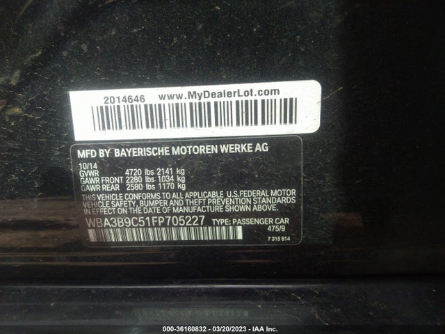 BMW 3 Series 335i Xdrive 2015 WBA3B9C51FP705227 Image 9