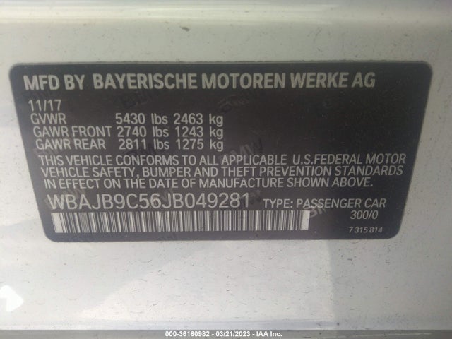 WBAJB9C56JB049281 BMW 5 Series M550i Xdrive