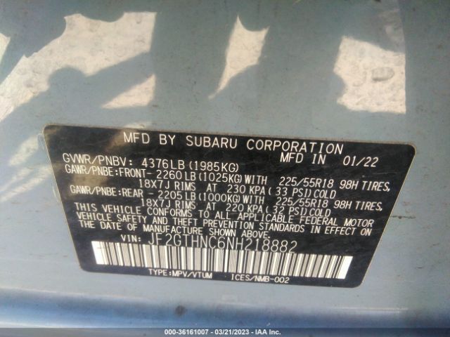 JF2GTHNC6NH218882 Subaru Crosstrek Limited