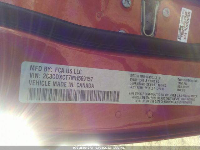 2C3CDXCT7MH569157 Dodge CHARGER R/T