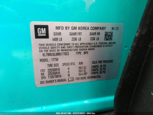 Chevrolet Trailblazer Rs 2021 KL79MUSL6MB177623 Image 9