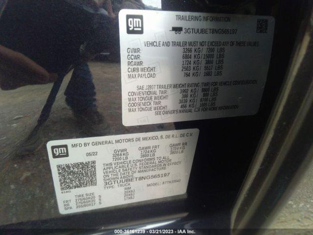 3GTUUBET8NG565197 GMC Sierra 1500 Sle