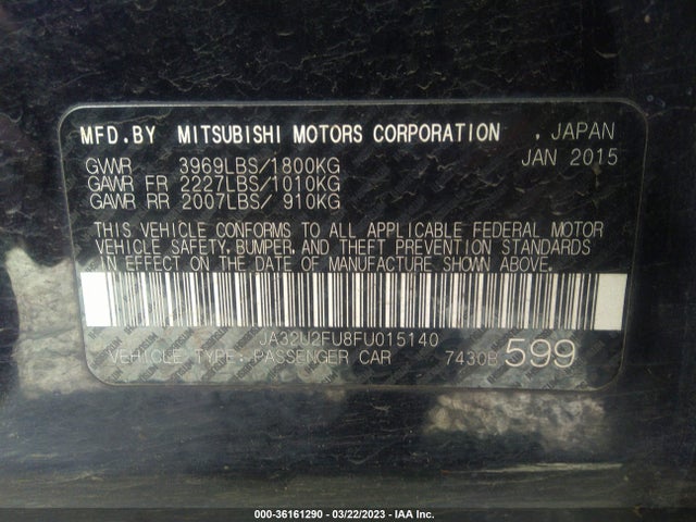 JA32U2FU8FU015140 Mitsubishi LANCER ES