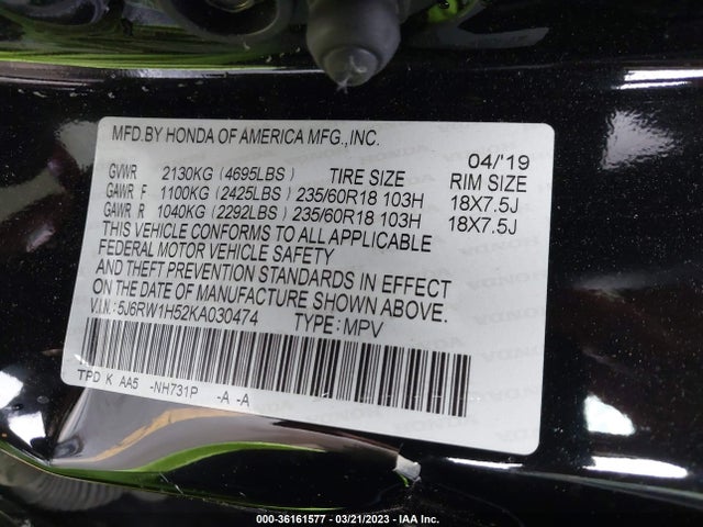 Honda CR-V EX 2019 5J6RW1H52KA030474 Image 11