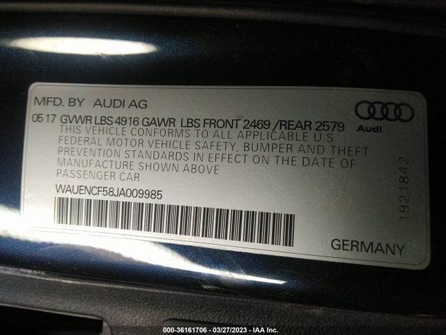 WAUENCF58JA009985 Audi A5 Sportback Premium Plus