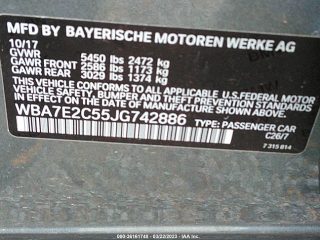 WBA7E2C55JG742886 BMW 7 Series 740i