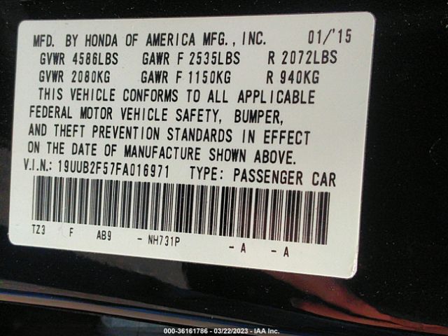 19UUB2F57FA016971 Acura Tlx V6 Tech