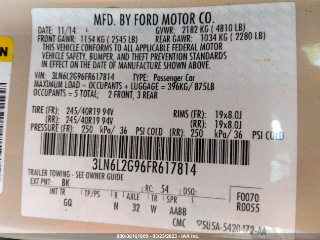 3LN6L2G96FR617814 Lincoln MKZ