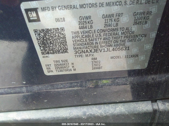 Chevrolet EQUINOX LT 2018 3GNAXJEV1JL405631 Image 9