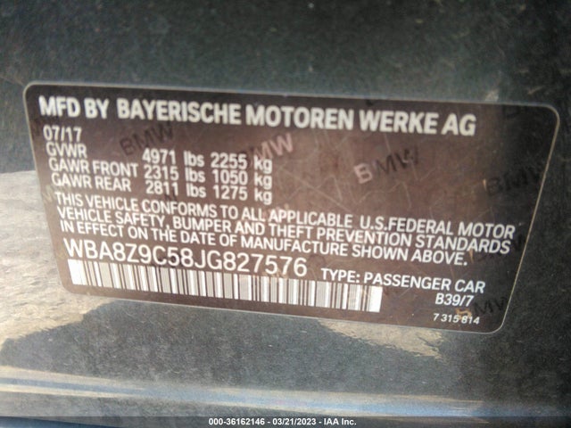 2018 BMW 3 Series, VIN: WBA8Z9C58JG827576