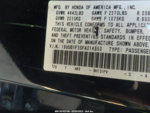 Acura TLX 2015 19UUB1F35FA014550 Image 9