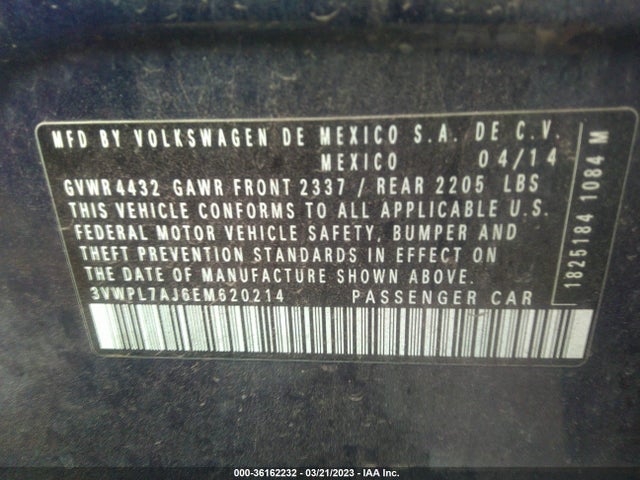 3VWPL7AJ6EM620214 Volkswagen Jetta Sportwagen Tdi W/sunroof