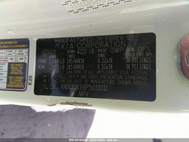 KNDCR3LE6P5033111 KIA NIRO EX