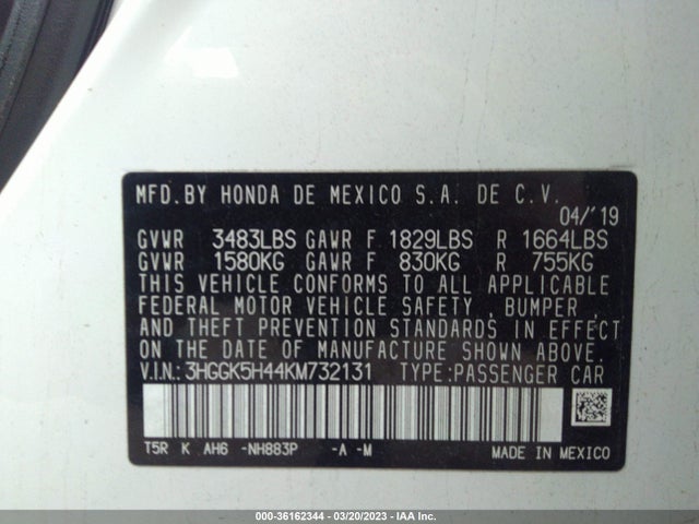 Honda FIT LX 2019 3HGGK5H44KM732131 Image 9