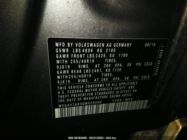 WVGAV7AX3GW529990 Volkswagen Tiguan Sel