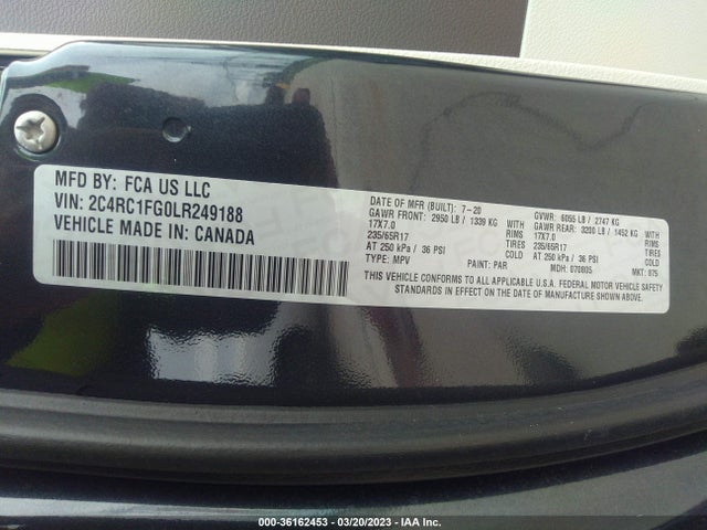 Chrysler Pacifica Touring 2020 2C4RC1FG0LR249188 Image 10