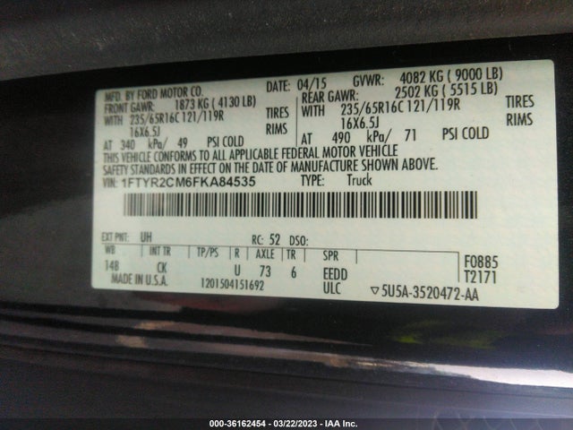 Ford TRANSIT CARGO VAN 2015 1FTYR2CM6FKA84535 Image 9
