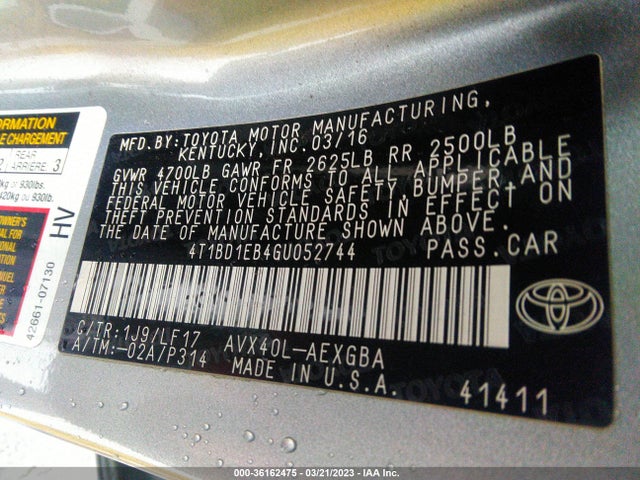 2016 Toyota Avalon, VIN: 4T1BD1EB4GU052744