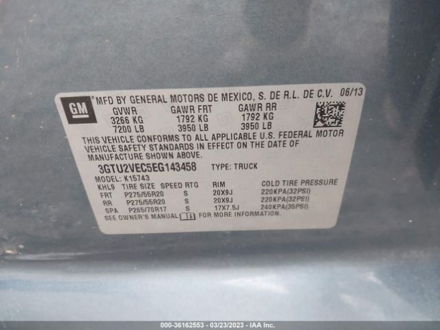 3GTU2VEC5EG143458 GMC Sierra 1500 Slt