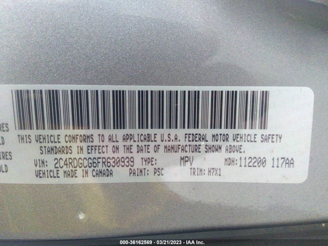 Dodge Grand Caravan Sxt 2015 2C4RDGCG6FR630939 Image 9