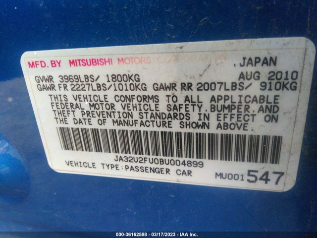 JA32U2FU0BU004899 Mitsubishi LANCER ES
