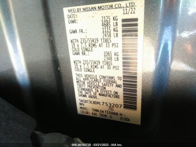 5N1BT3CB0PC753207 Nissan Rogue Sl