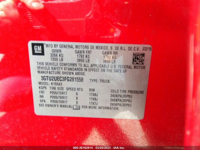 3GTU2UEC3FG281558 GMC Sierra 1500 Sle