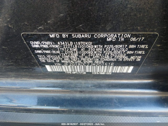 JF2GTADC2JH201516 Subaru Crosstrek Premium