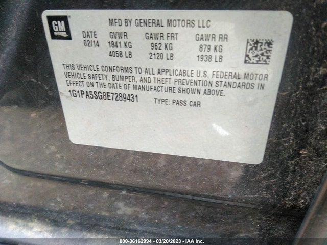 Chevrolet CRUZE LS 2014 1G1PA5SG8E7289431 Image 9
