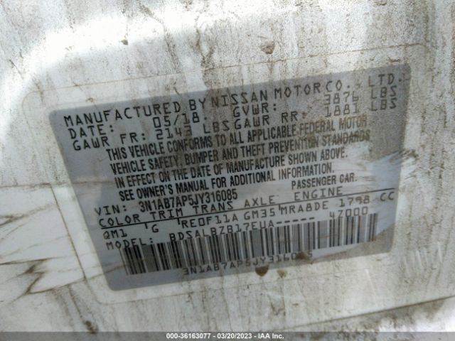 3N1AB7AP5JY316085 Nissan SENTRA S