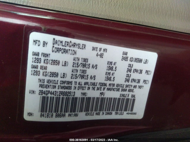 Dodge Grand Caravan Sport 2002 2B4GP44312R682513 Image 10