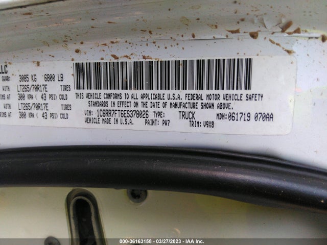 RAM 1500 Tradesman 2014 1C6RR7FT6ES378026 Image 10