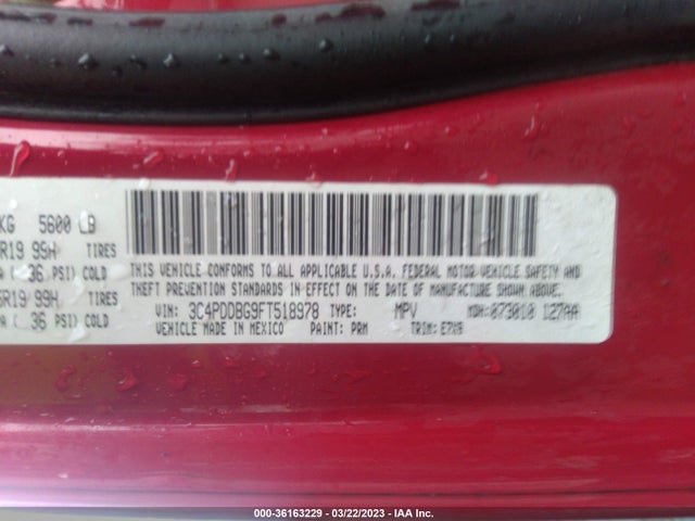 Dodge Journey Sxt 2015 3C4PDDBG9FT518978 Image 9