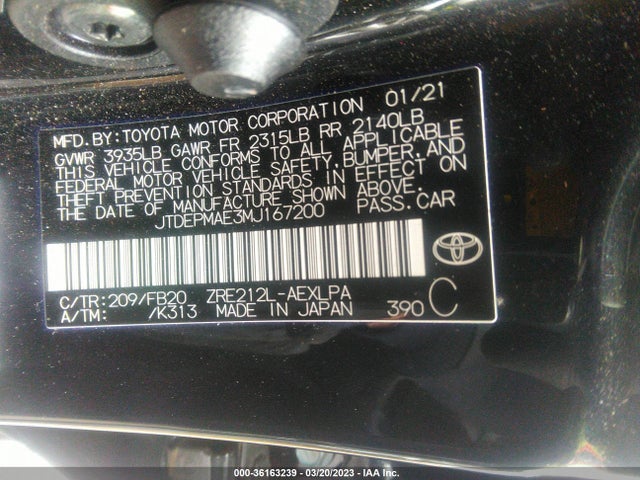 Toyota COROLLA LE 2021 JTDEPMAE3MJ167200 Image 10