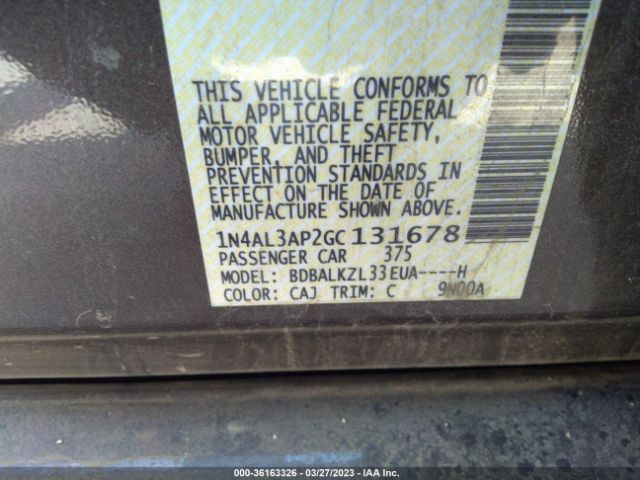 1N4AL3AP2GC131678 Nissan Altima 2.5 Sv