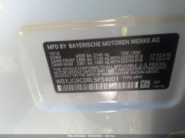 2020 BMW X1, VIN: WBXJG9C08L5P54001