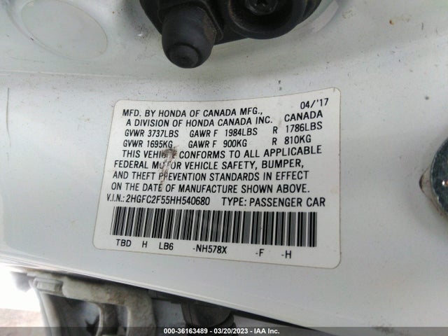 Honda Civic Sedan Lx 2017 2HGFC2F55HH540680 Image 9