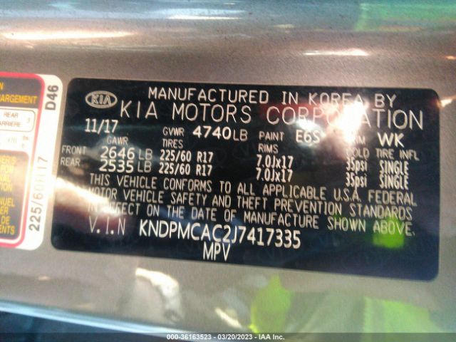 KNDPMCAC2J7417335 KIA Sportage Lx