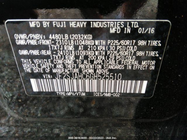 JF2SJAHC6GH525510 Subaru Forester 2.5i Limited
