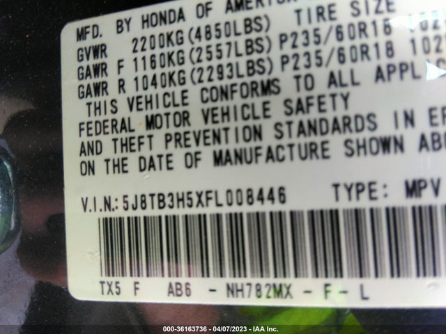 5J8TB3H5XFL008446 Acura Rdx Tech Pkg