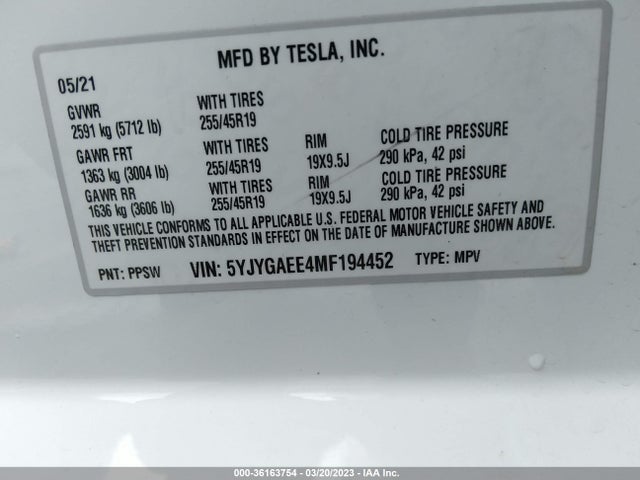 Tesla Model Y Long Range 2021 5YJYGAEE4MF194452 Image 9