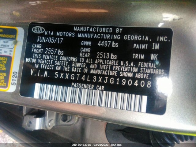 5XXGT4L3XJG190408 KIA Optima Lx