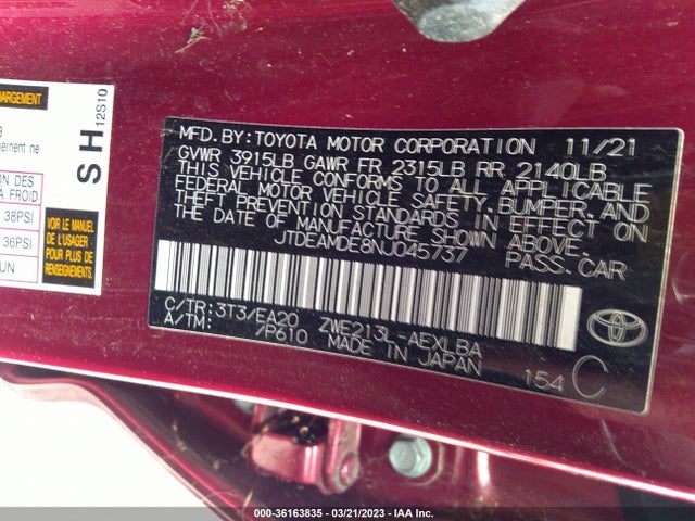 Toyota Corolla Hybrid Le 2022 JTDEAMDE8NJ045737 Image 9
