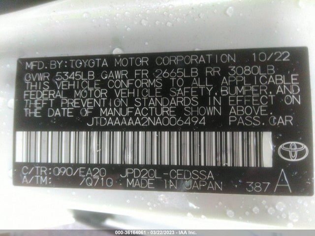 Toyota Mirai Xle/limited 2022 JTDAAAAA2NA006494 Image 10