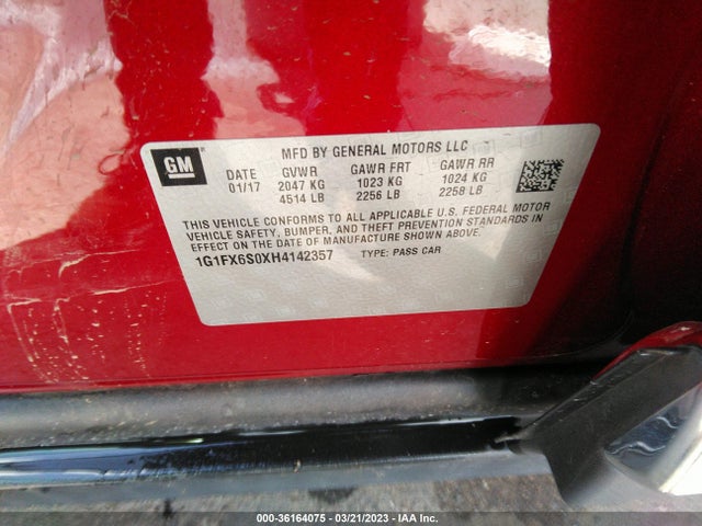 Chevrolet Bolt Ev Premier 2017 1G1FX6S0XH4142357 Image 10