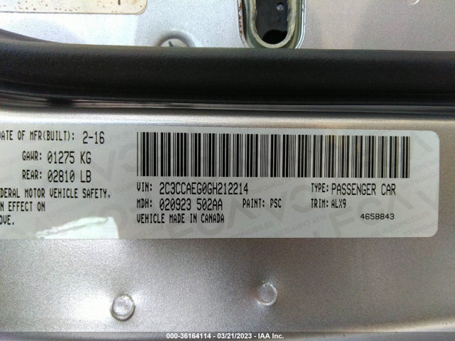 2C3CCAEG0GH212214 Chrysler 300 300c