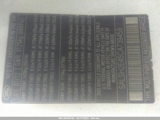 SALSH2E45CA739459 Land Rover Range Rover Sport Sc