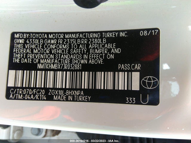 2018 TOYOTA C-HR XLE VIN: NMTKHMBX7JR032881