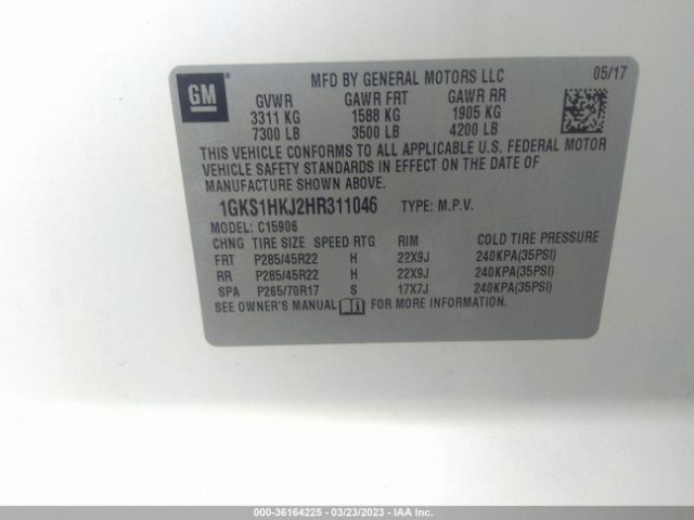 1GKS1HKJ2HR311046 GMC YUKON XL DENALI