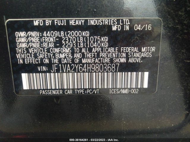 JF1VA2Y64H9803687 Subaru Wrx Sti Limited